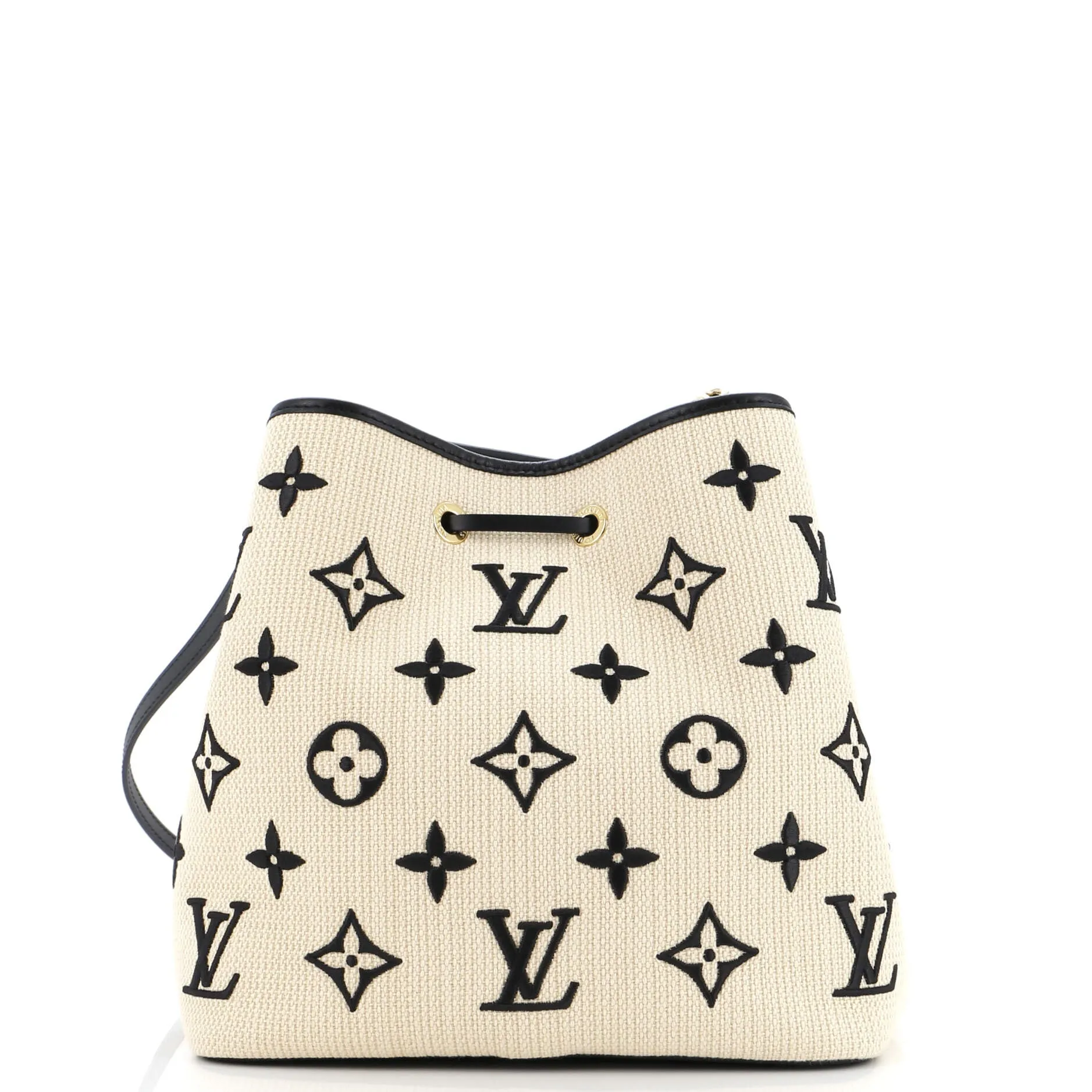 Designer NeoNoe Handbag Monogram Giant Embroidered Cotton MM