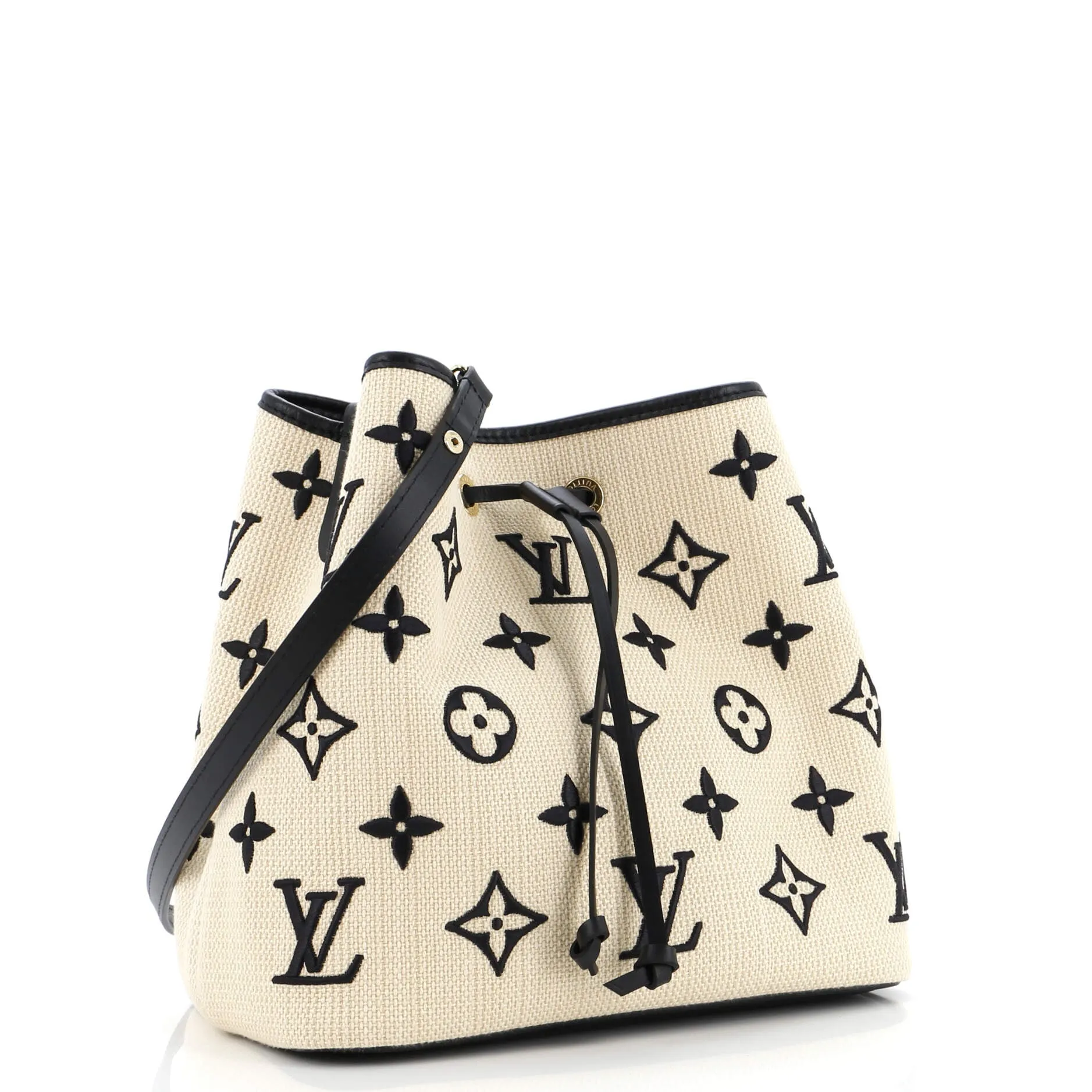 Designer NeoNoe Handbag Monogram Giant Embroidered Cotton MM