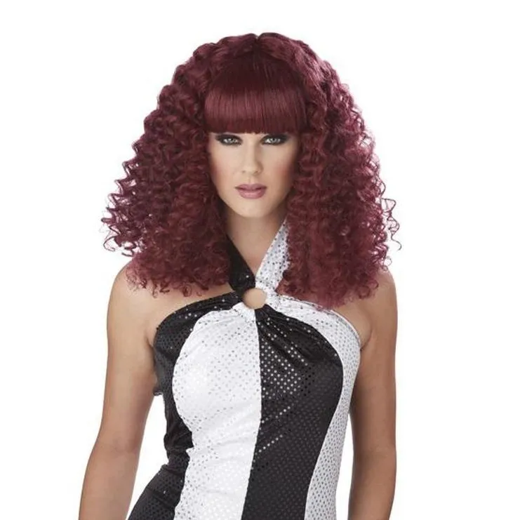 Disco Lady Wig Burgundy