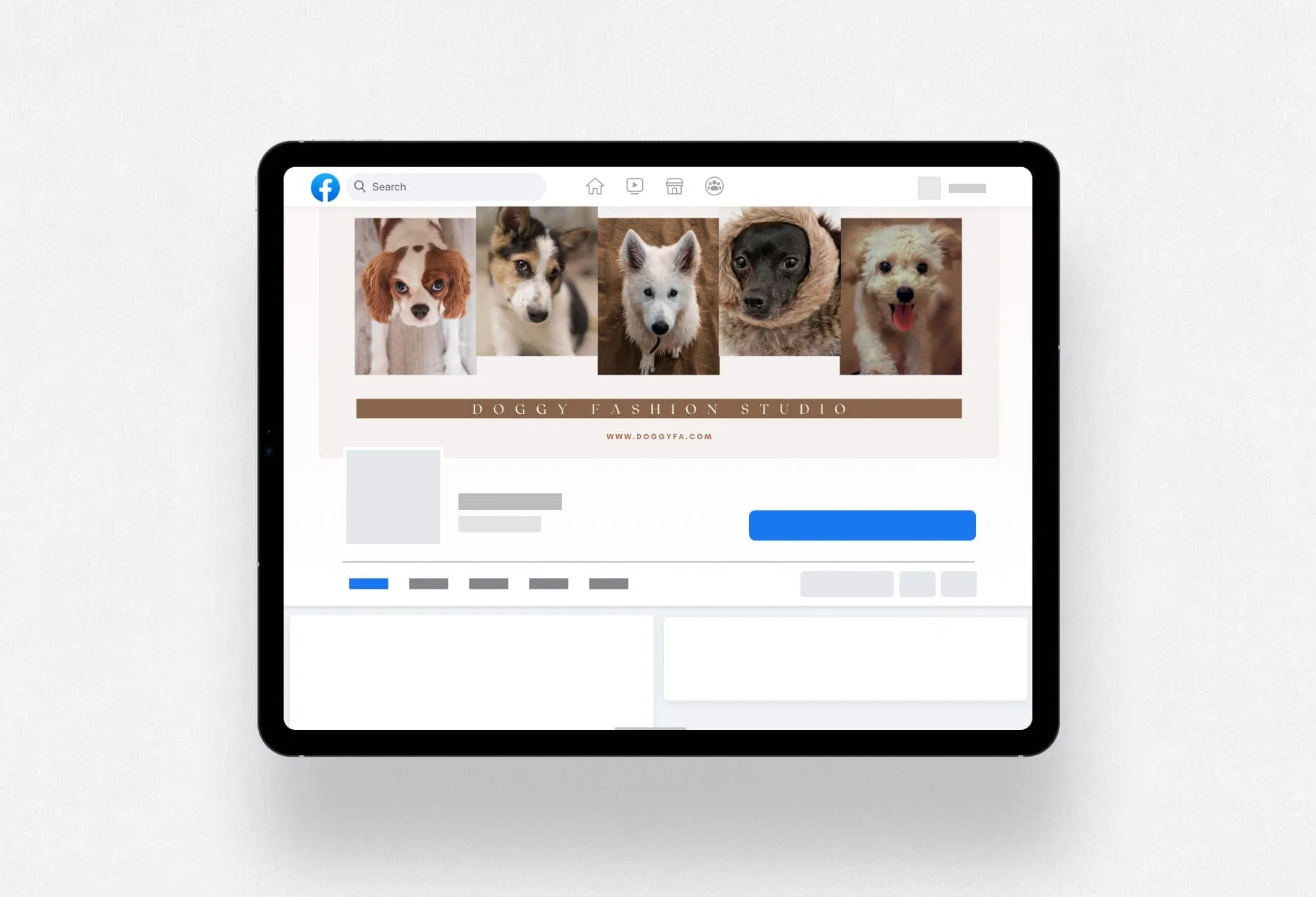 Doggy Fashion Studio Facebook Cover for Photographers Editable Canva Template