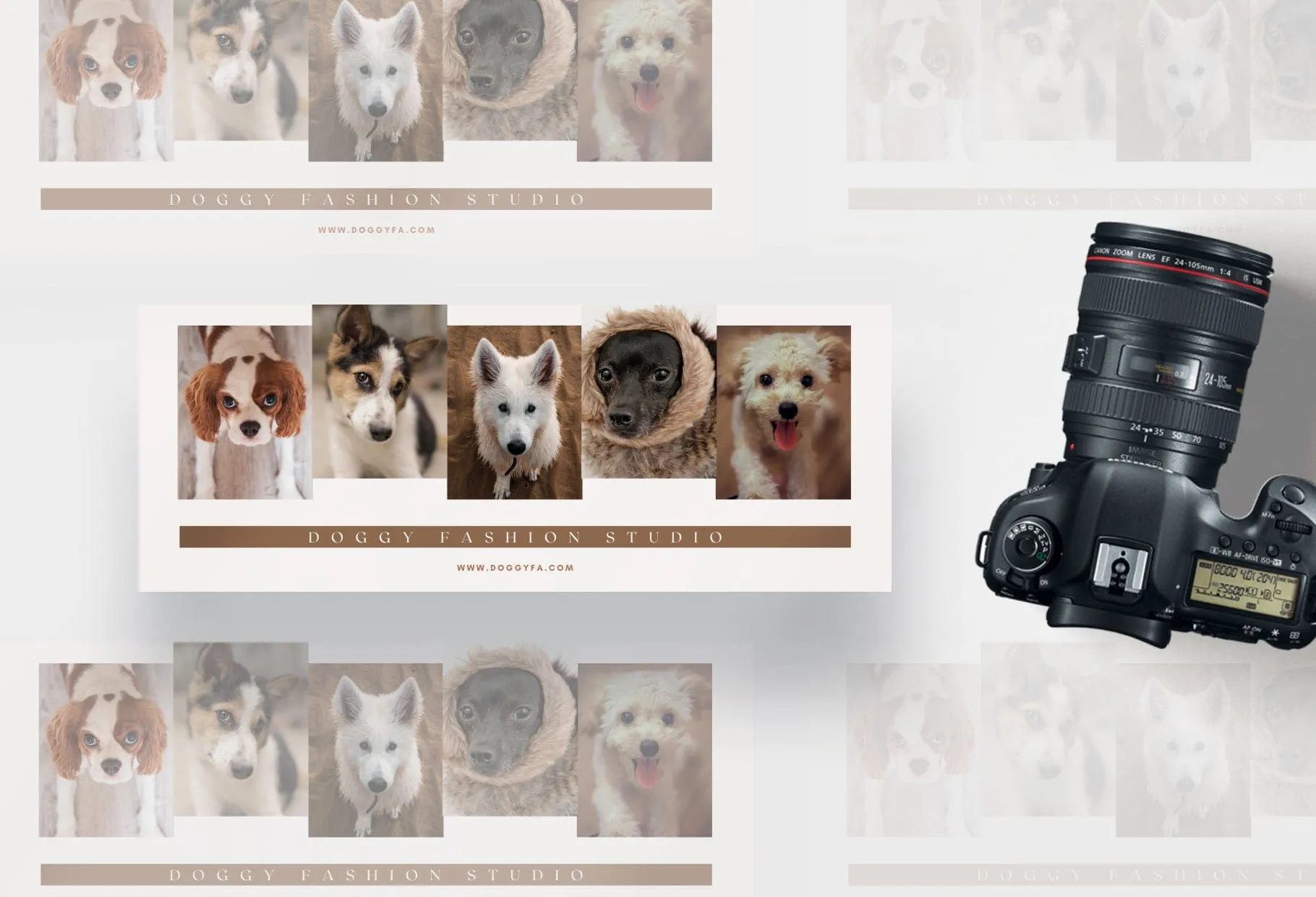 Doggy Fashion Studio Facebook Cover for Photographers Editable Canva Template