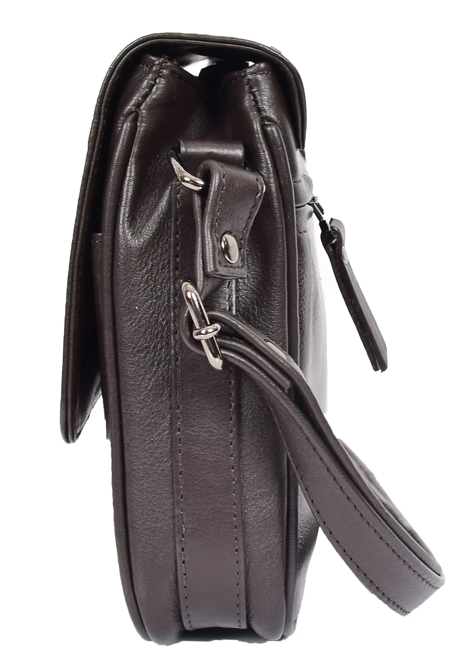 DR350 Women's Leather Cross Body Bag Casual Flap over Organiser Brown