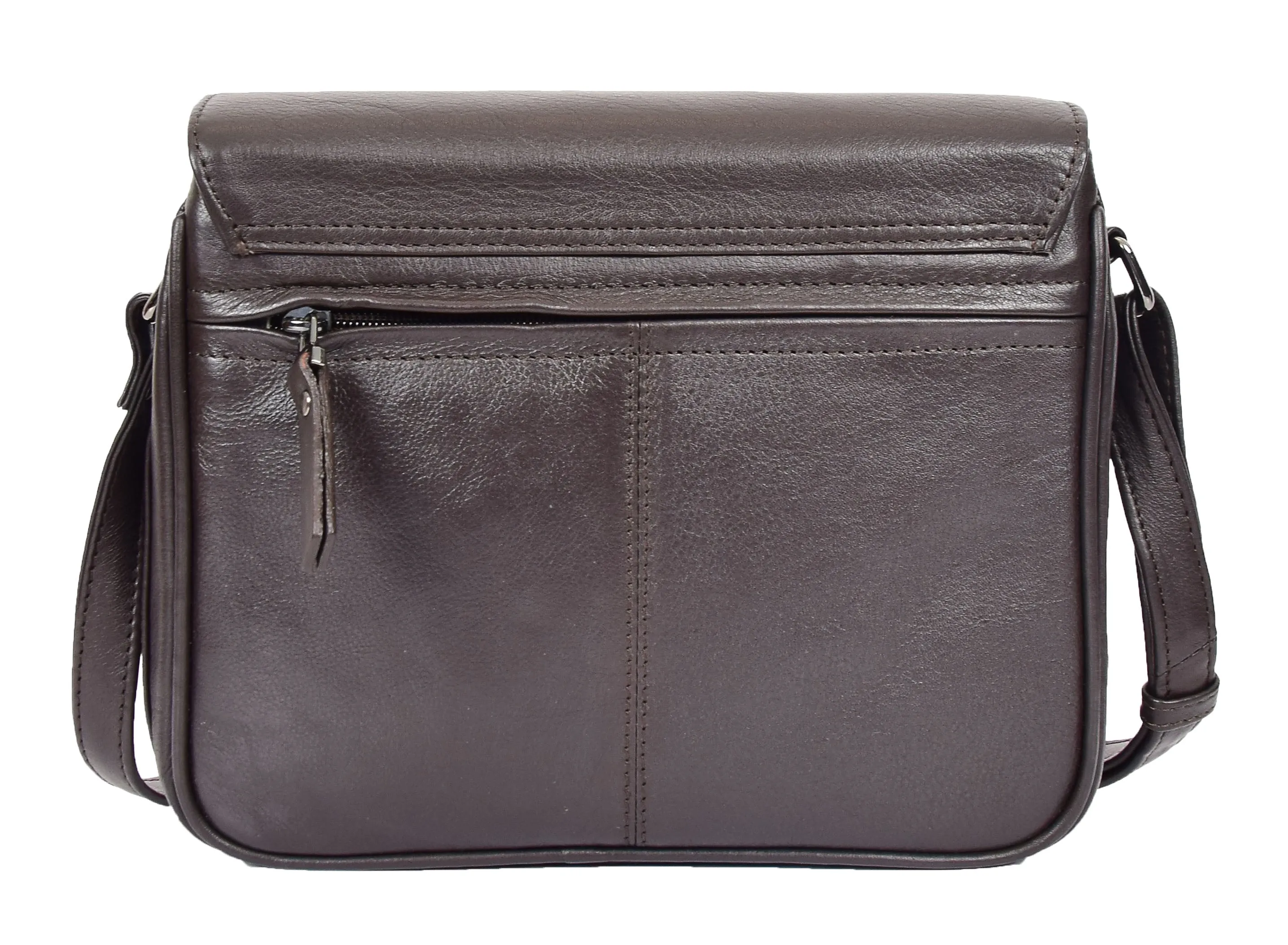 DR350 Women's Leather Cross Body Bag Casual Flap over Organiser Brown