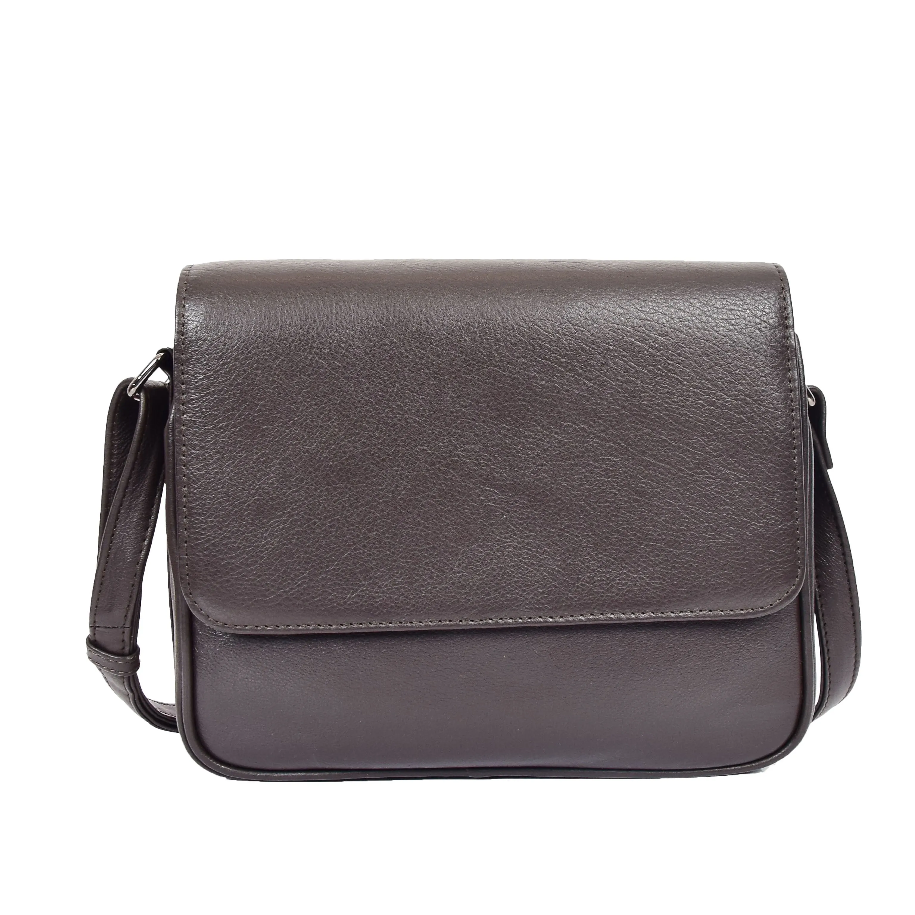 DR350 Women's Leather Cross Body Bag Casual Flap over Organiser Brown