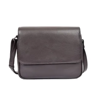 DR350 Women's Leather Cross Body Bag Casual Flap over Organiser Brown