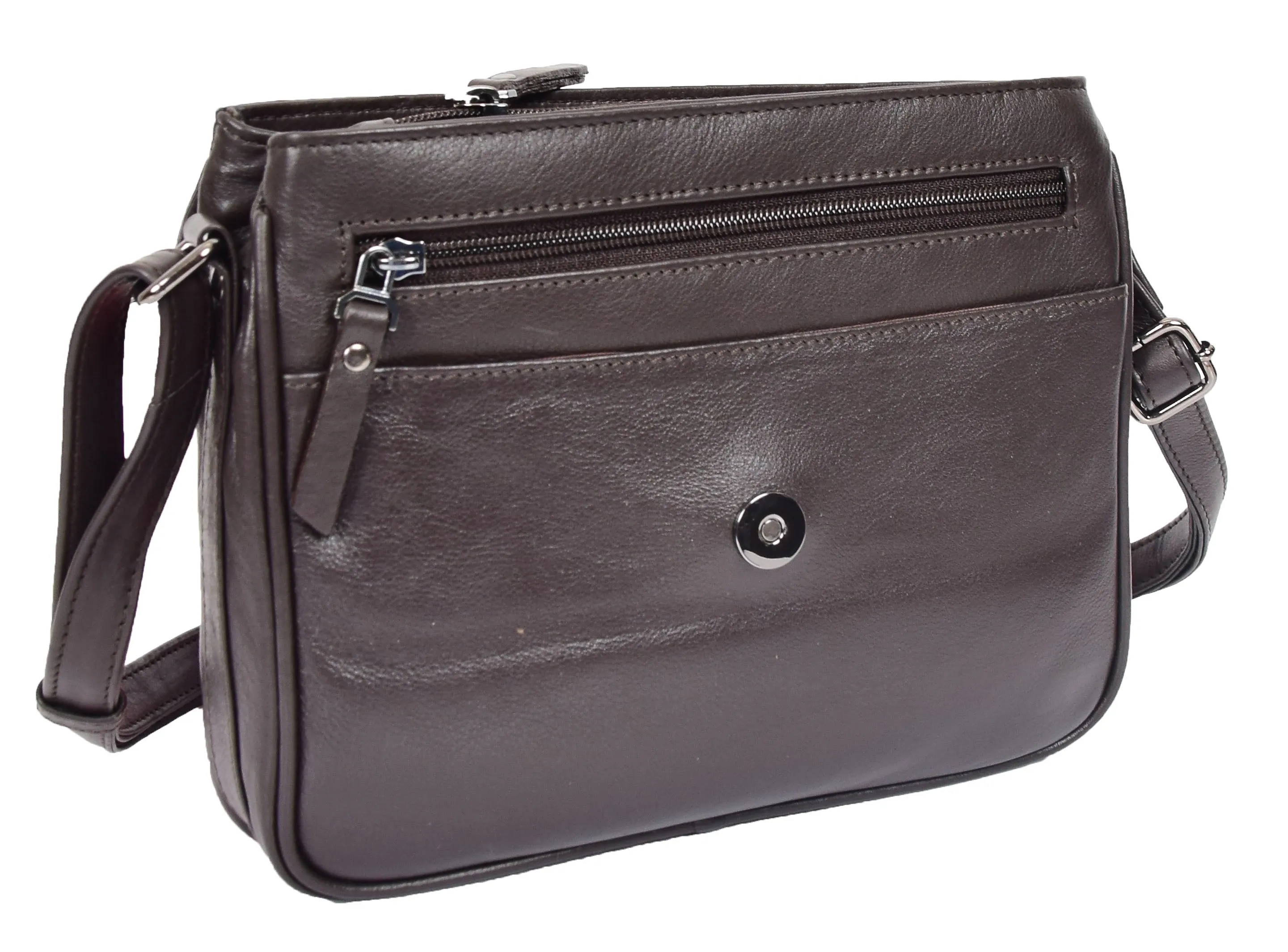 DR350 Women's Leather Cross Body Bag Casual Flap over Organiser Brown