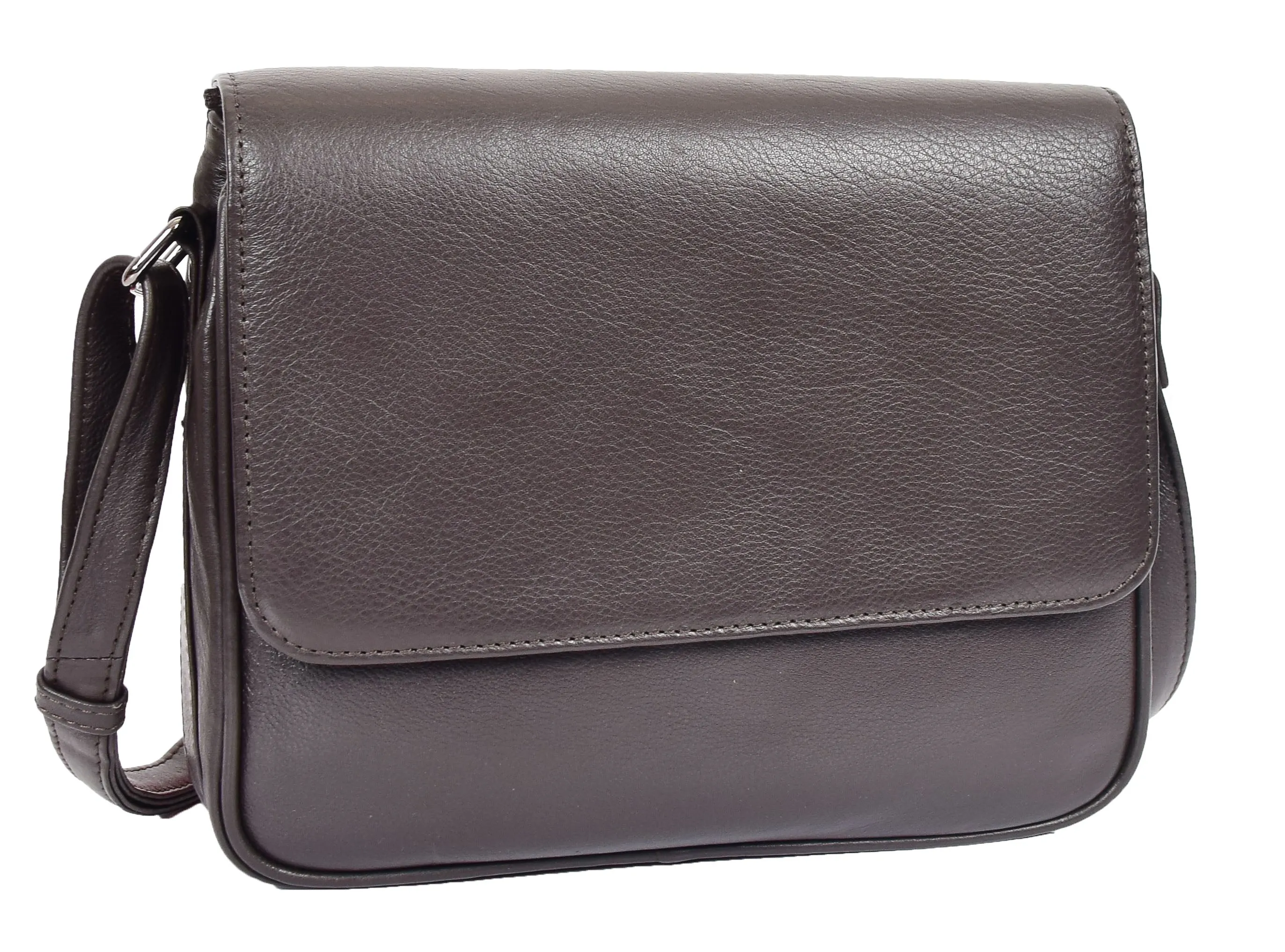 DR350 Women's Leather Cross Body Bag Casual Flap over Organiser Brown