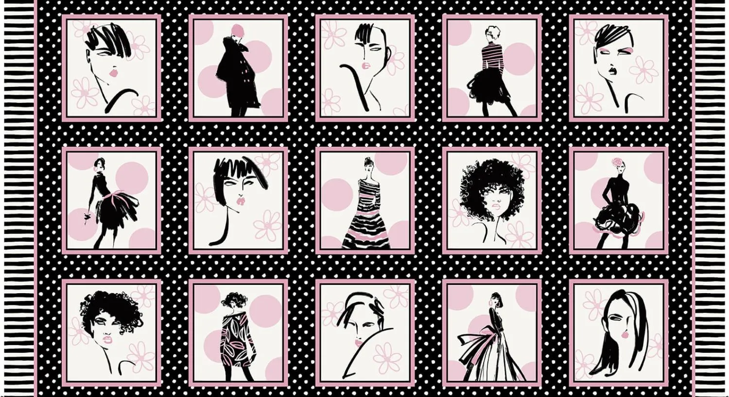 Dressed & Obsessed by Studio E Fabrics 24" - 15 BLOCK PANEL