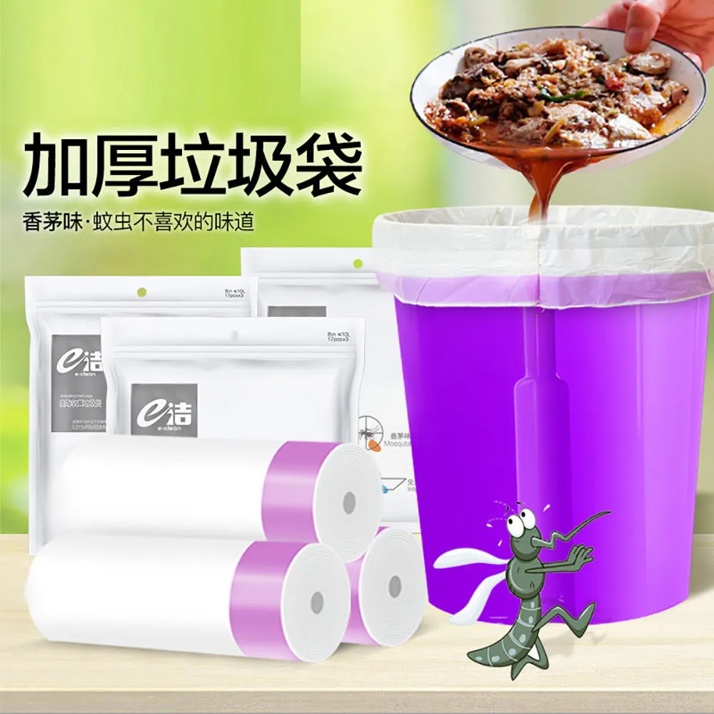 e-Clean Biodegradable Auto-Seal Trash Bags with Citronella Scent - 60x70cm, 27 Pieces