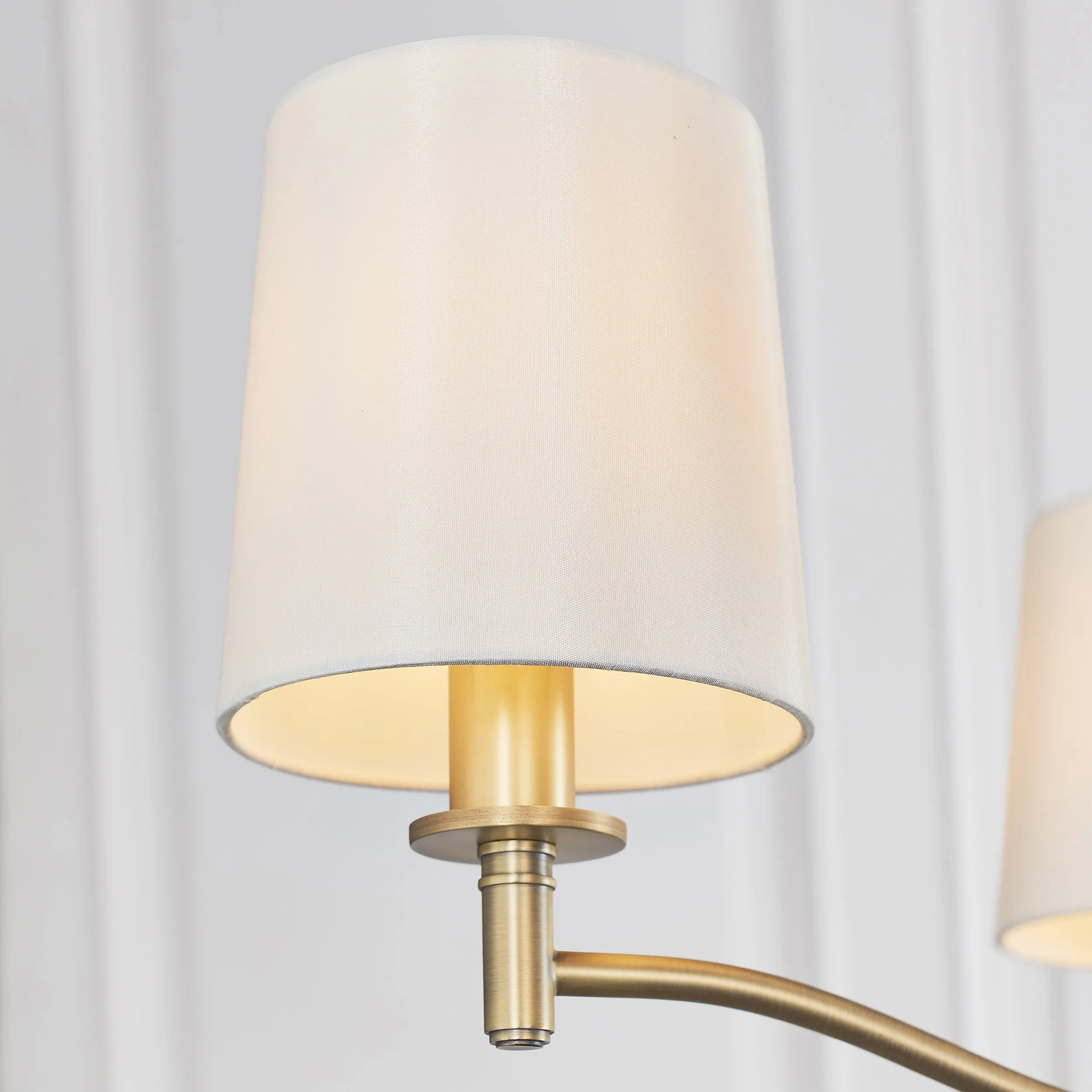 Endon 73411 Ortona 3lt Pendant Matt antique brass plate & vintage white fabric 3 x 40W E14 candle (Required)