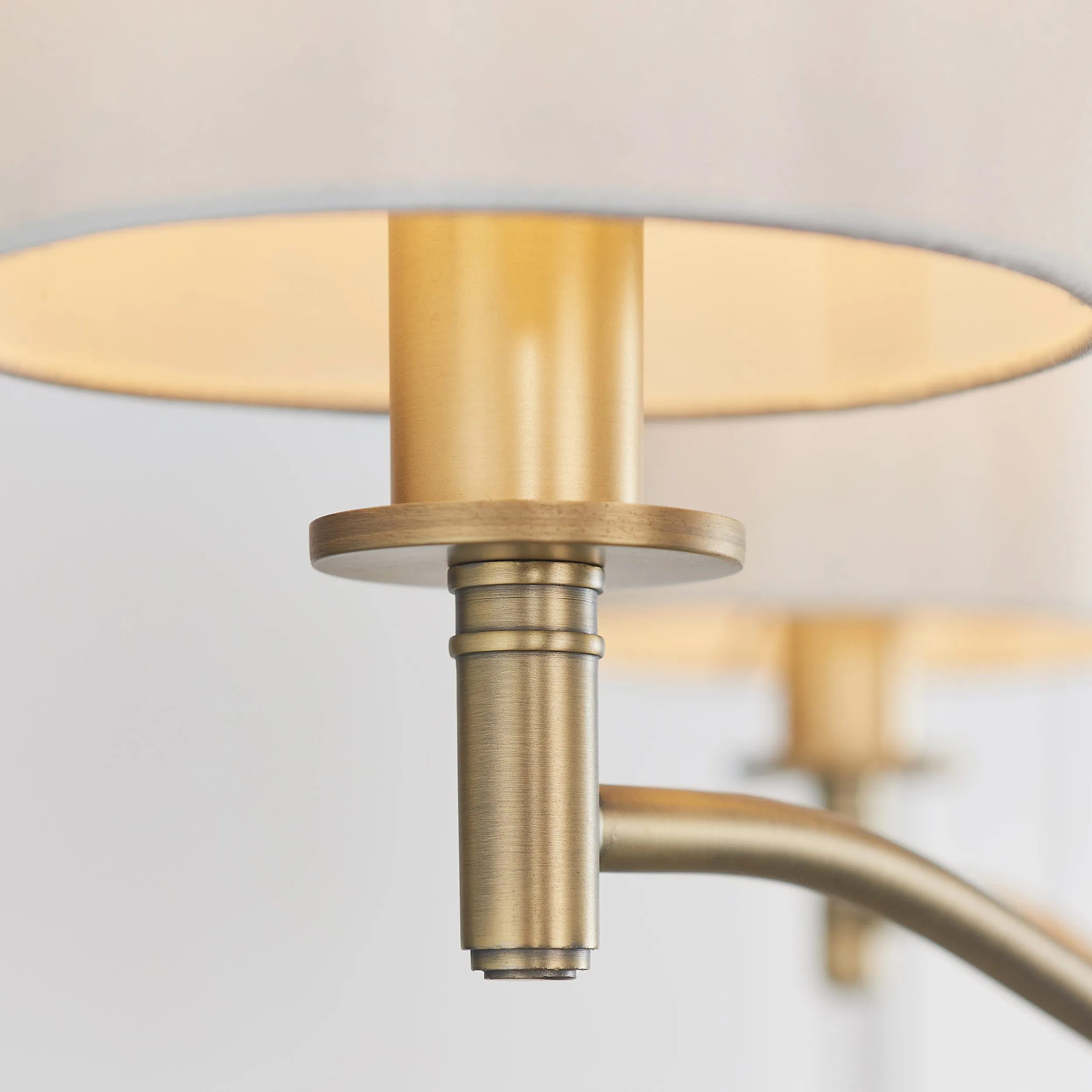 Endon 73411 Ortona 3lt Pendant Matt antique brass plate & vintage white fabric 3 x 40W E14 candle (Required)