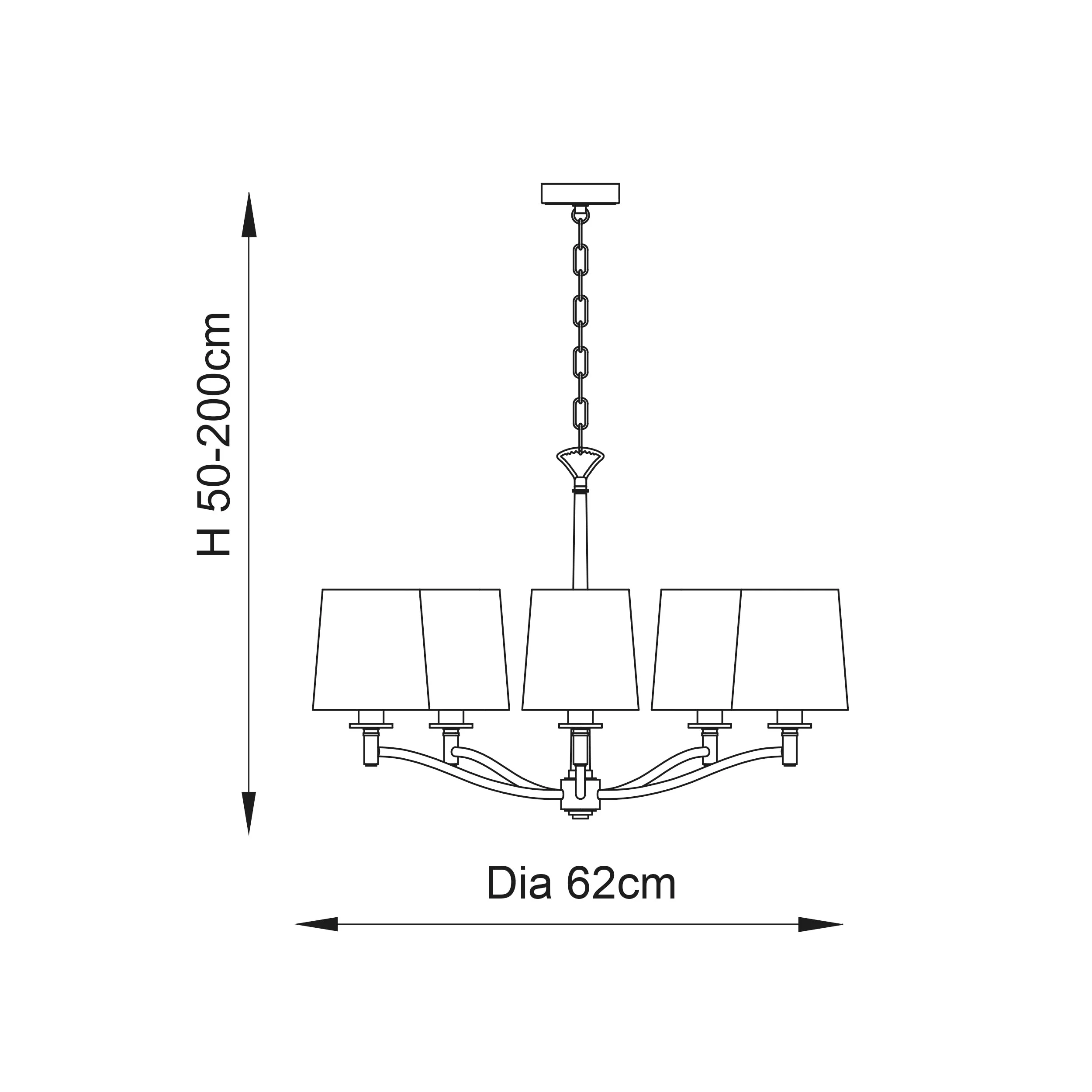 Endon 73411 Ortona 3lt Pendant Matt antique brass plate & vintage white fabric 3 x 40W E14 candle (Required)