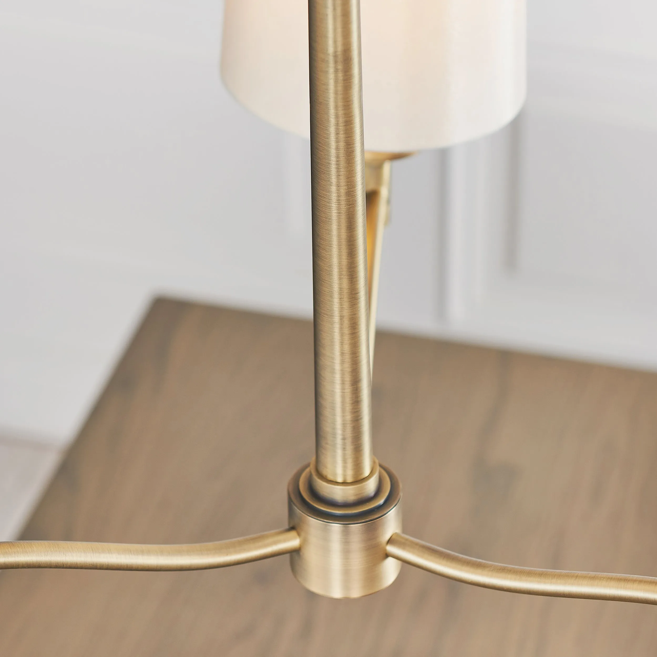 Endon 73411 Ortona 3lt Pendant Matt antique brass plate & vintage white fabric 3 x 40W E14 candle (Required)