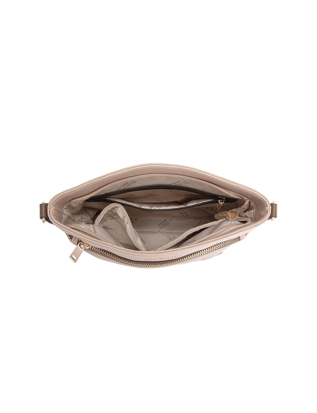 EVIE LEATHER CROSS BODY BAG- 2 TONE- E1-0816B-PUTTY/CINNAMON