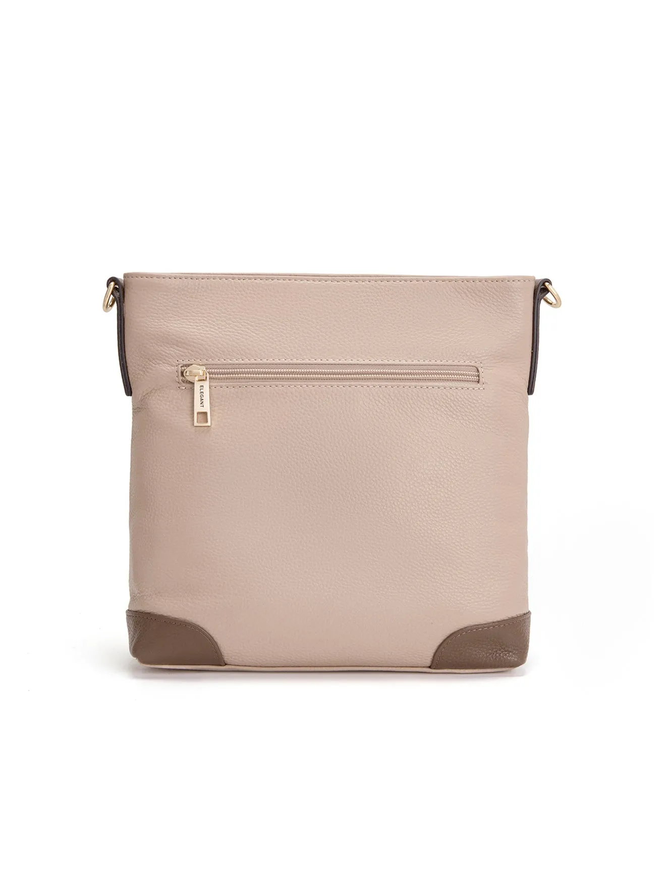 EVIE LEATHER CROSS BODY BAG- 2 TONE- E1-0816B-PUTTY/CINNAMON