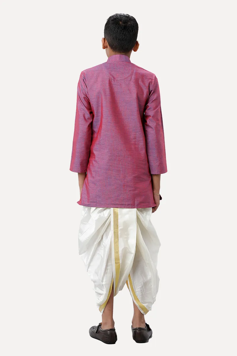 Exotic - Iris Purple Kurta and Panchakacham 2 In 1 Set For Kids | Uathayam