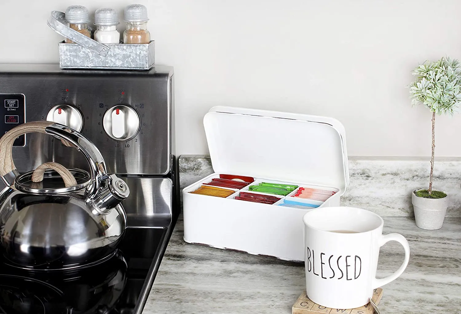 Farmhouse Tea Bag Box (White, Case of 18)