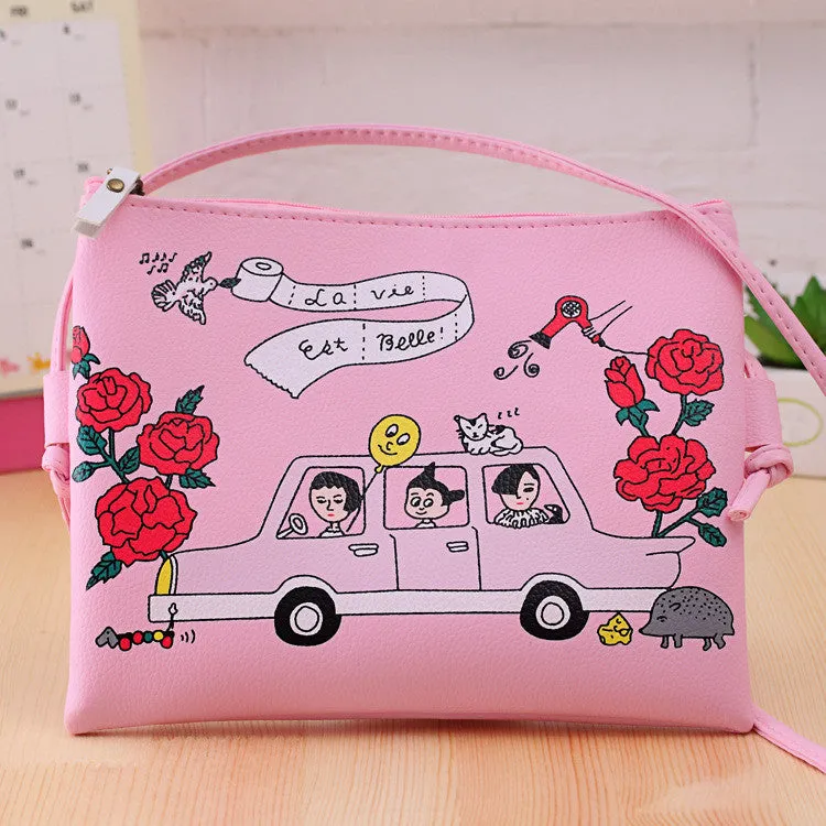 Fashion Cartoon Printed Women Graffiti Handbag Mini Crossbody Shoulder Bag Ladies Casual Purses Clutches Girls Handbag G0739