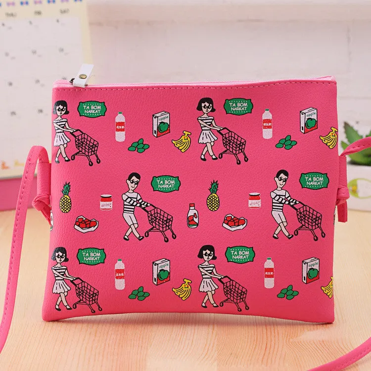 Fashion Cartoon Printed Women Graffiti Handbag Mini Crossbody Shoulder Bag Ladies Casual Purses Clutches Girls Handbag G0739