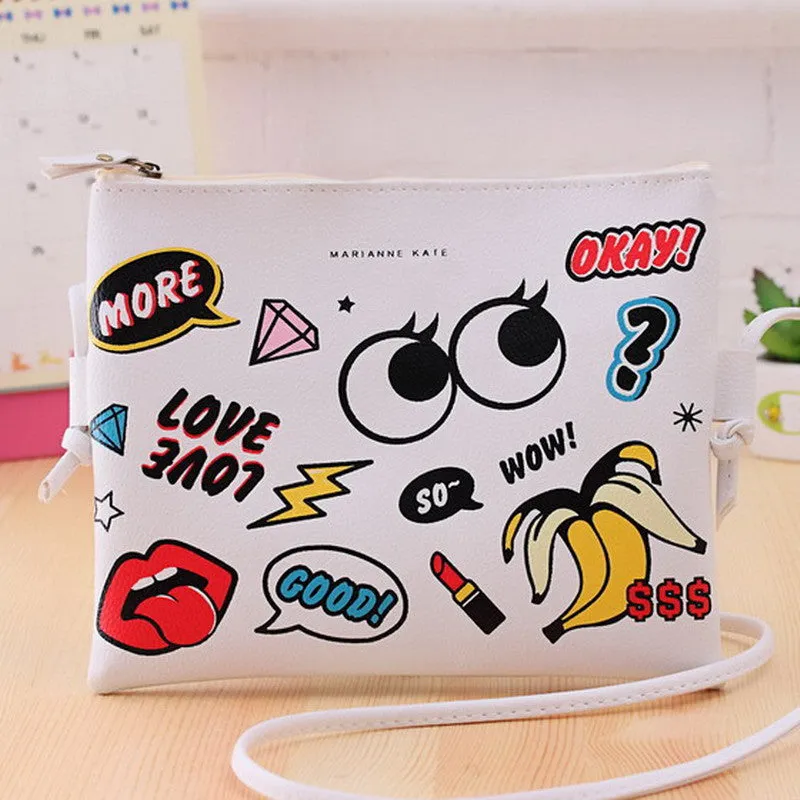 Fashion Cartoon Printed Women Graffiti Handbag Mini Crossbody Shoulder Bag Ladies Casual Purses Clutches Girls Handbag G0739