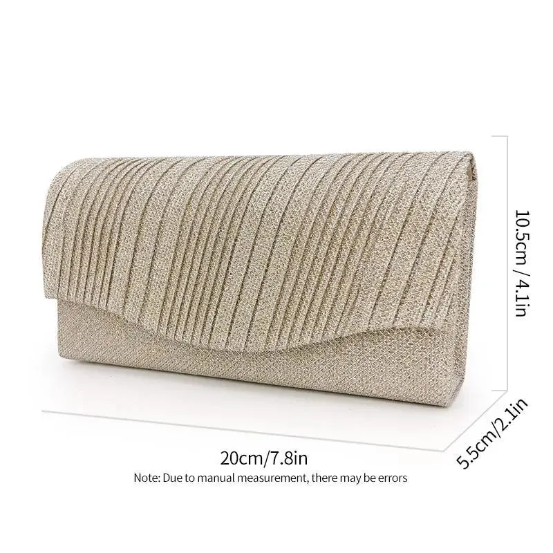 Fashion Shell Shape Evening Bags Metallic Chains Ruffles Elegant Sling Bags For Women Messenger Shoulder Bags