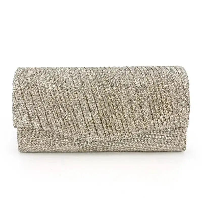 Fashion Shell Shape Evening Bags Metallic Chains Ruffles Elegant Sling Bags For Women Messenger Shoulder Bags