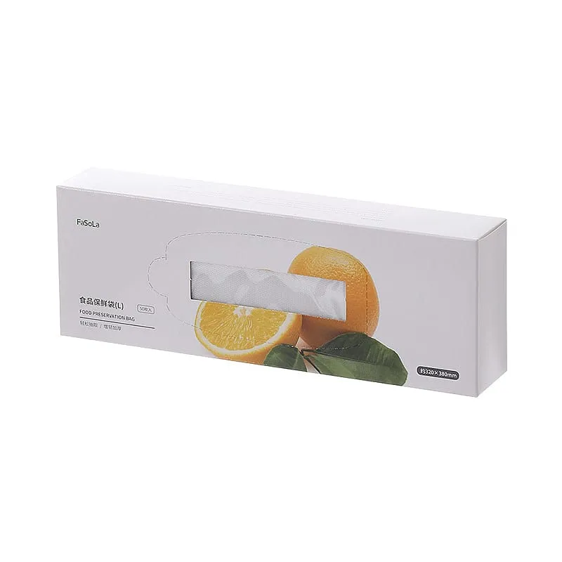 FaSoLa Disposable Thickened Food Preservation Bags - White, Size L, 32*38cm, 50 Pieces