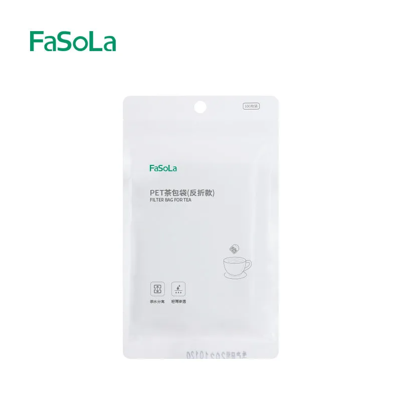 FaSoLa PET Tea Filter Bags - Folded Design, White, 100 Pieces