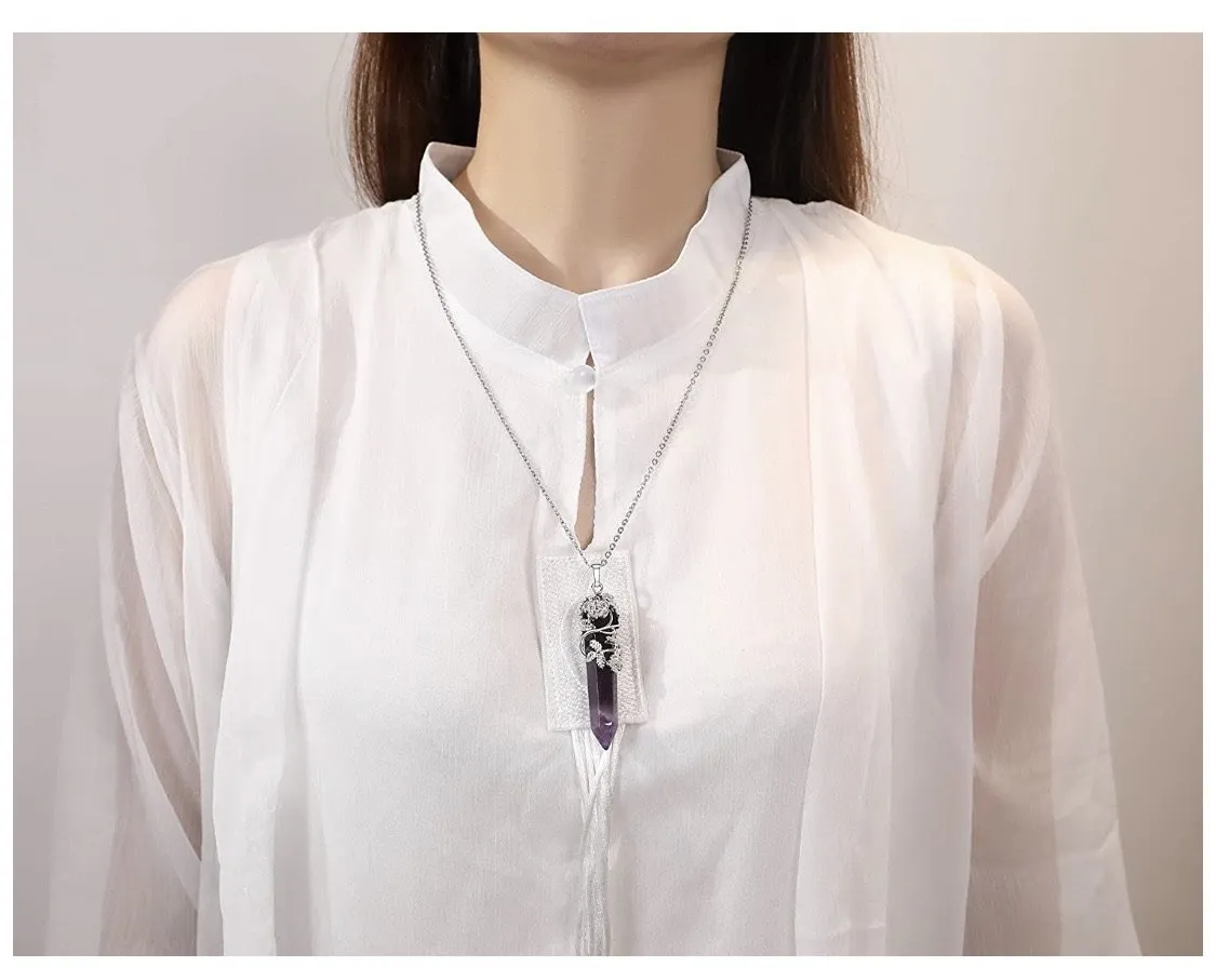 Flower Prism Silver Totem Natural Stone Crystal Pendent