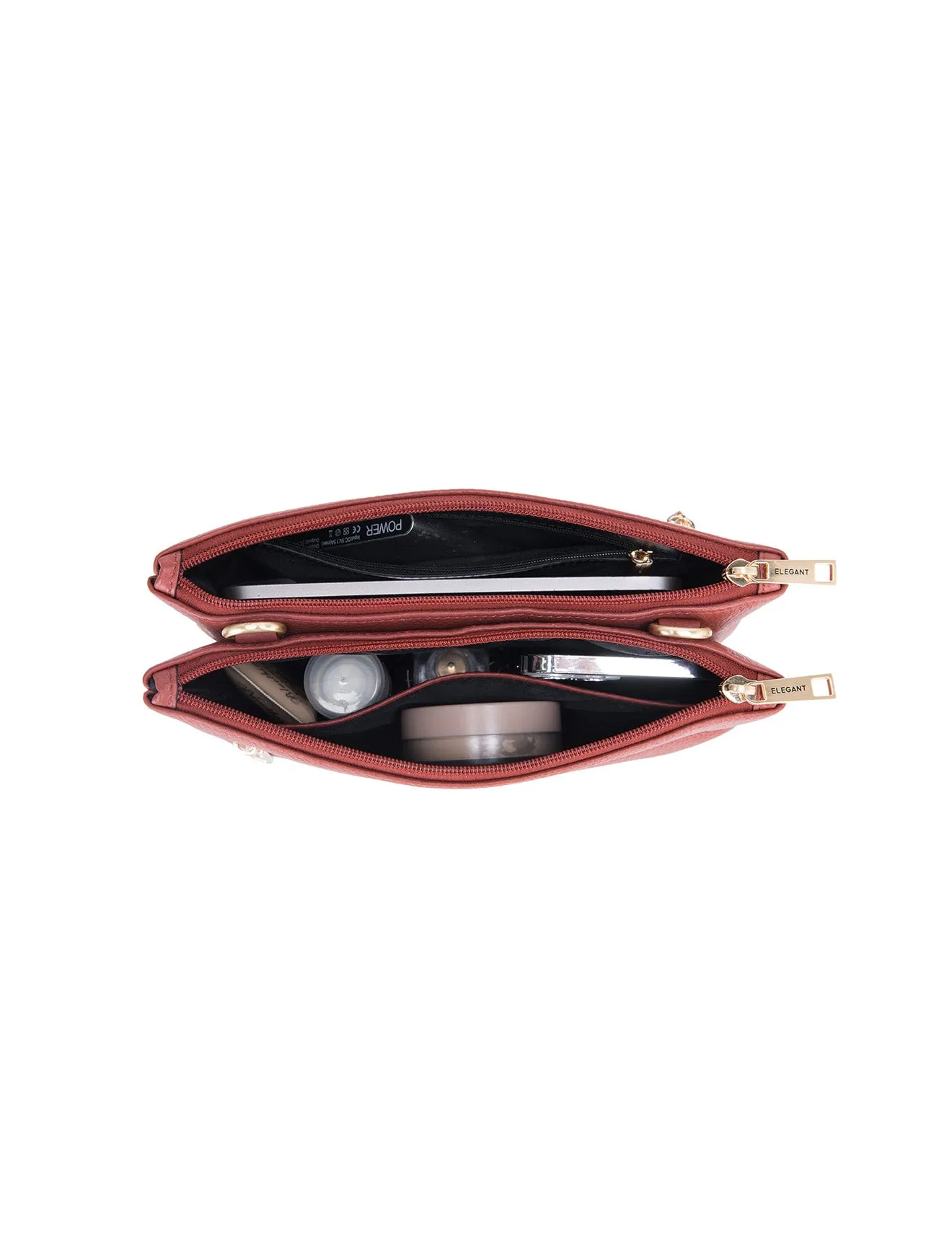 FLYNN LEATHER CROSS BODY BAG- E1-0832-BRICK