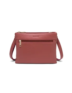 FLYNN LEATHER CROSS BODY BAG- E1-0832-BRICK