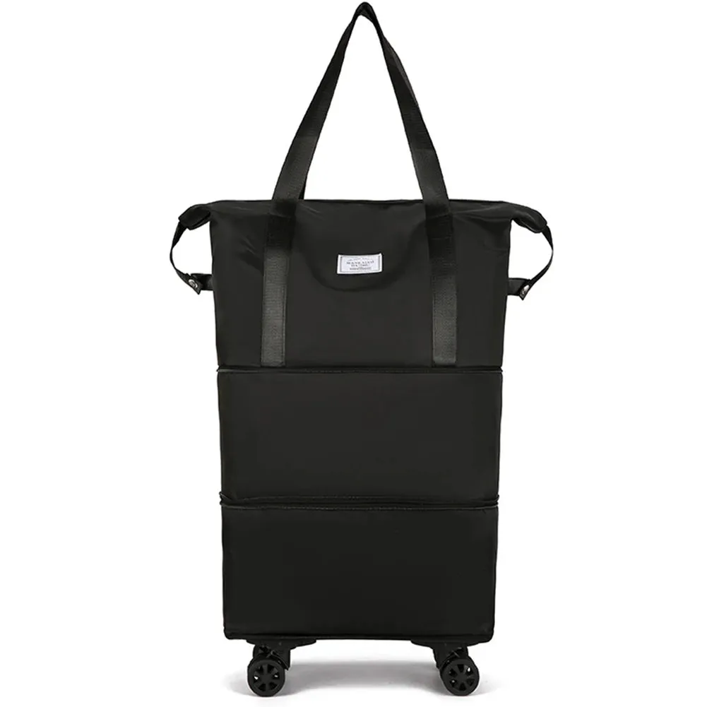 Folding Luggage Bags Lightweight Consignment Bag with Wheels Large Capacity Oxford Cloth Dry-Wet Separation Outdoor Weekend Bag