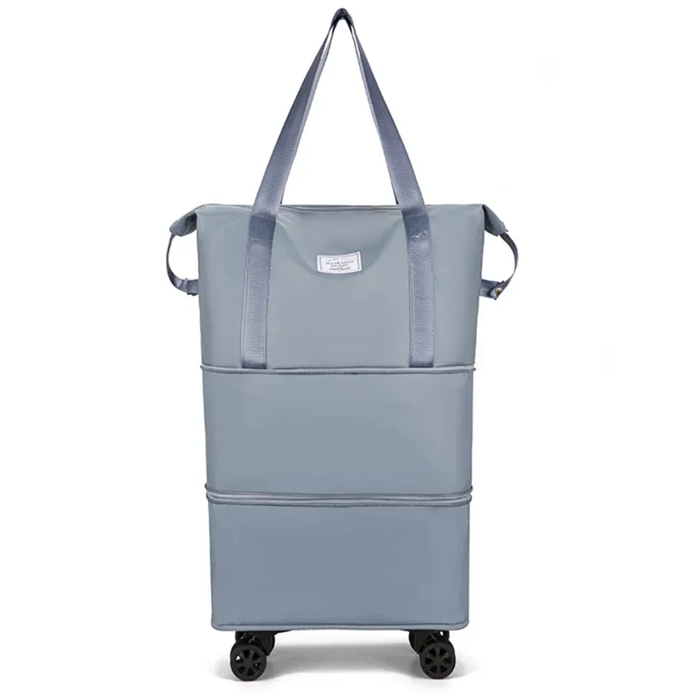 Folding Luggage Bags Lightweight Consignment Bag with Wheels Large Capacity Oxford Cloth Dry-Wet Separation Outdoor Weekend Bag