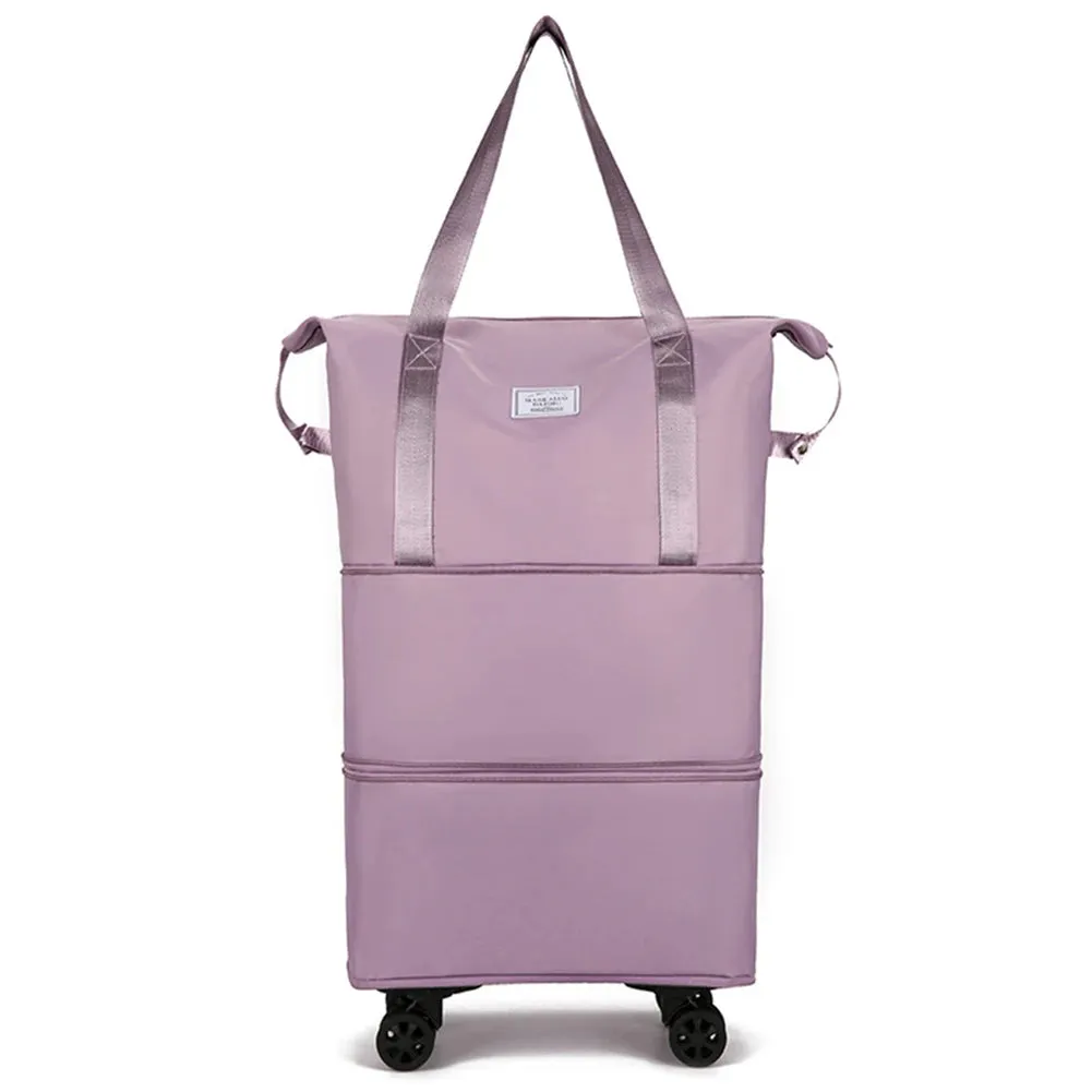 Folding Luggage Bags Lightweight Consignment Bag with Wheels Large Capacity Oxford Cloth Dry-Wet Separation Outdoor Weekend Bag