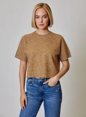 Frayed Metallic Cropped Sweater