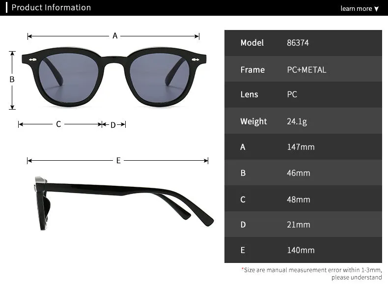 Gafas de Sol Semi Redondos estilo Garrett Vintage Lentes 100% Protección UV