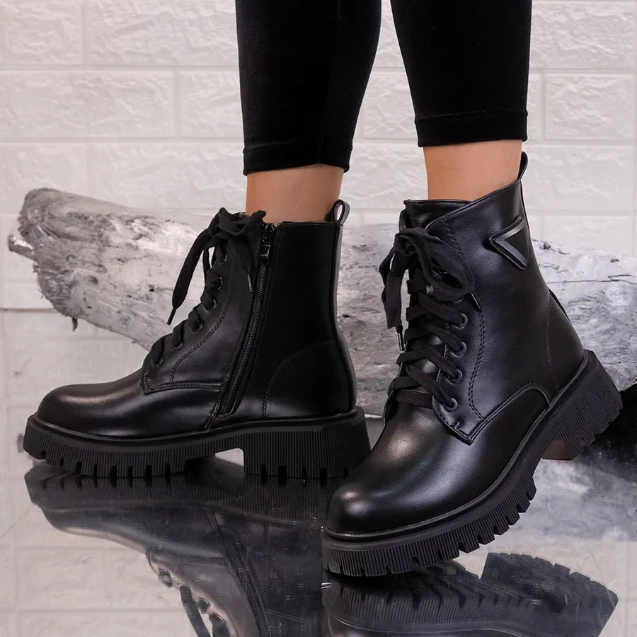 Ghete dama Azila - Black Leather