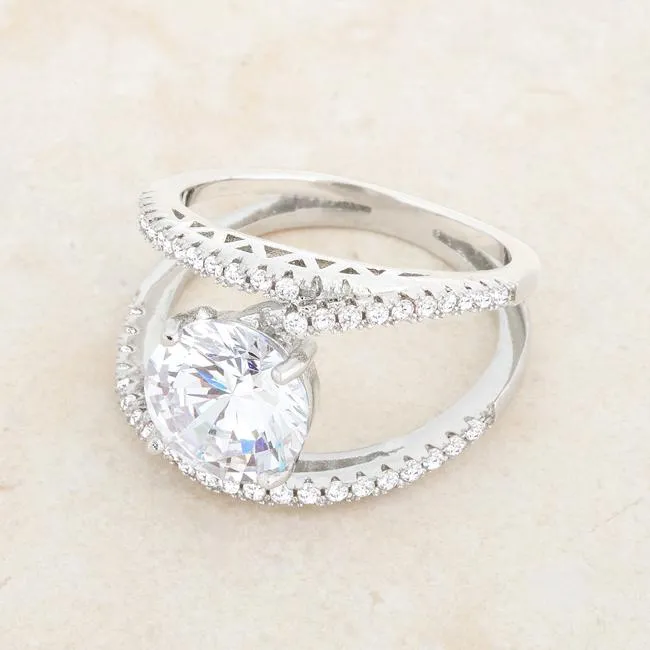 Girana 3ct Round CZ Contemporary Engagement Ring | 3.5ct