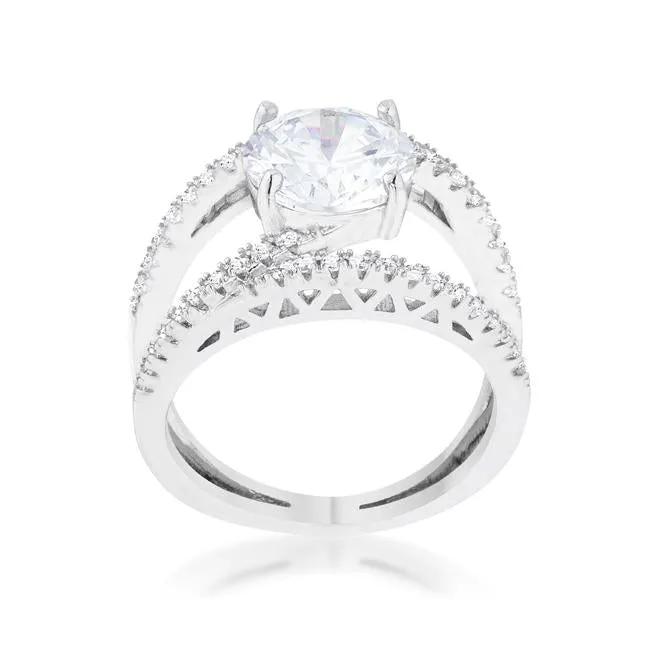 Girana 3ct Round CZ Contemporary Engagement Ring | 3.5ct