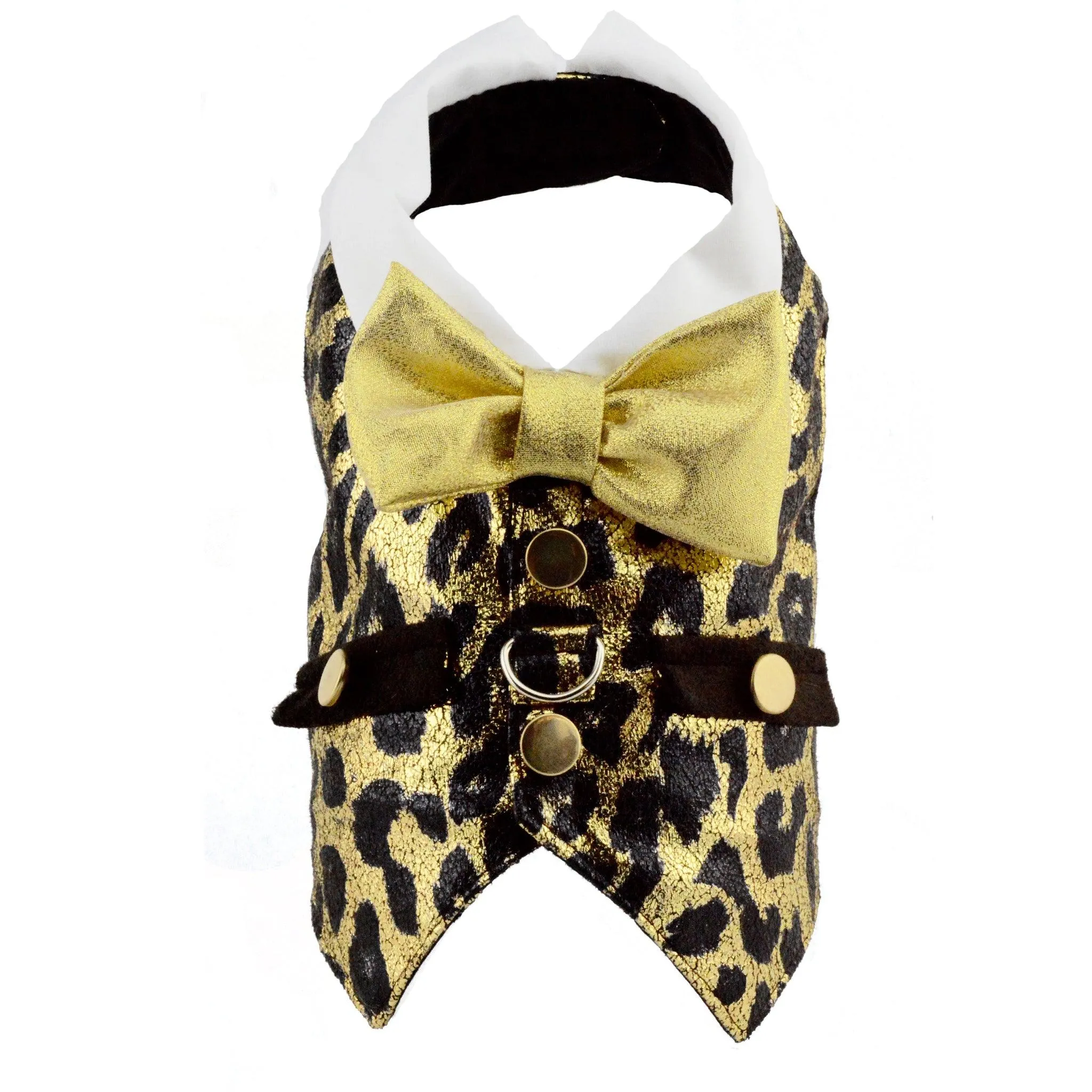 Gold and Brown Metallic Animal Print Dog Vest - Small