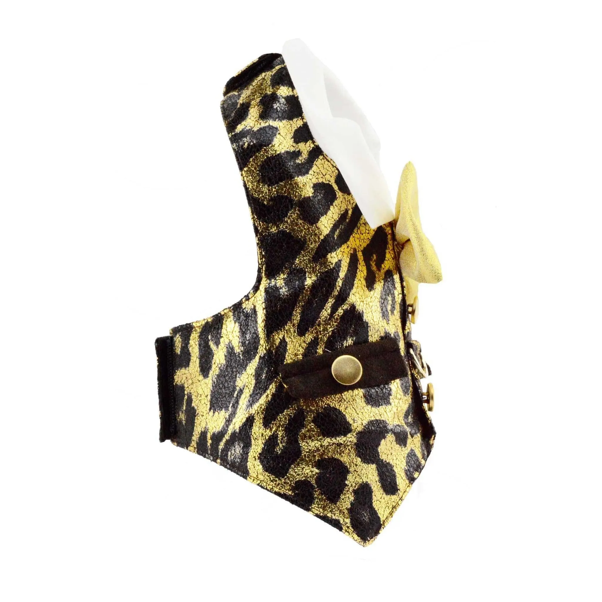 Gold and Brown Metallic Animal Print Dog Vest - Small