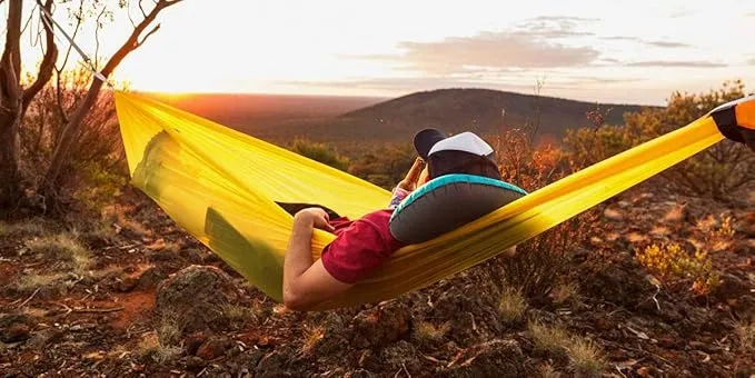 Gold Armour Inflatable Camping Pillow Backpacking Pillow Lightweight Travel Air Pillow Ultralight Ergonomic Pillow Portable for Airplanes with Neck & Lumbar Support (Red)