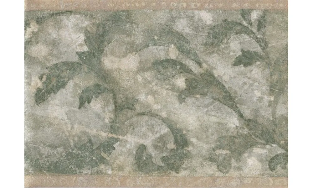 Gold Green Silver Leaf Molding NC76930B Wallpaper Border