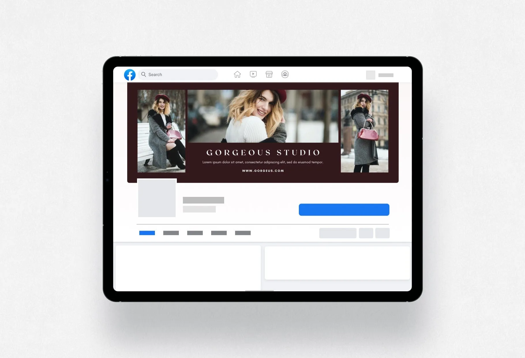 Gorgeous Studio Facebook Cover for Photographers Editable Canva Template