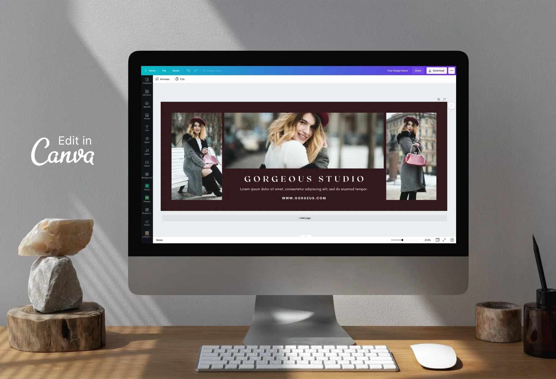 Gorgeous Studio Facebook Cover for Photographers Editable Canva Template