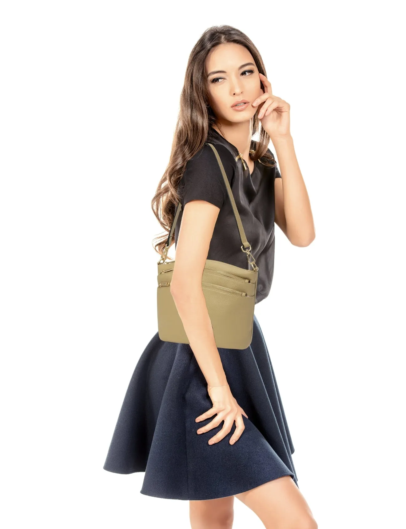 GRACE LEATHER XBODY BAG- E1-0818-ARTICHOKE