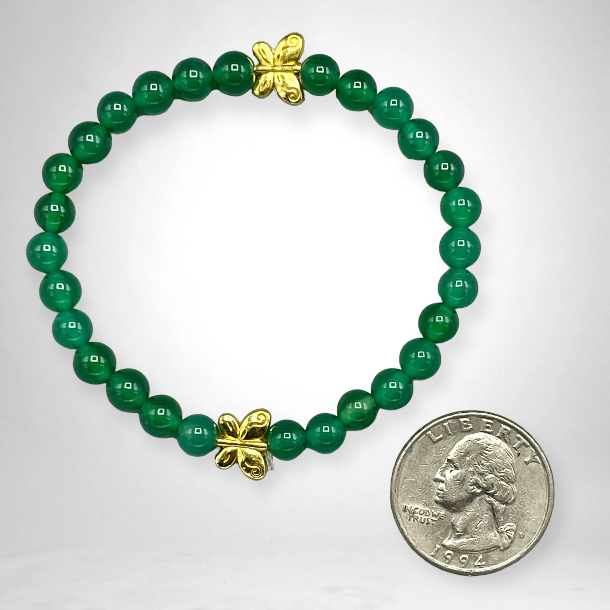 Green Agate and Butterfly Bracelet