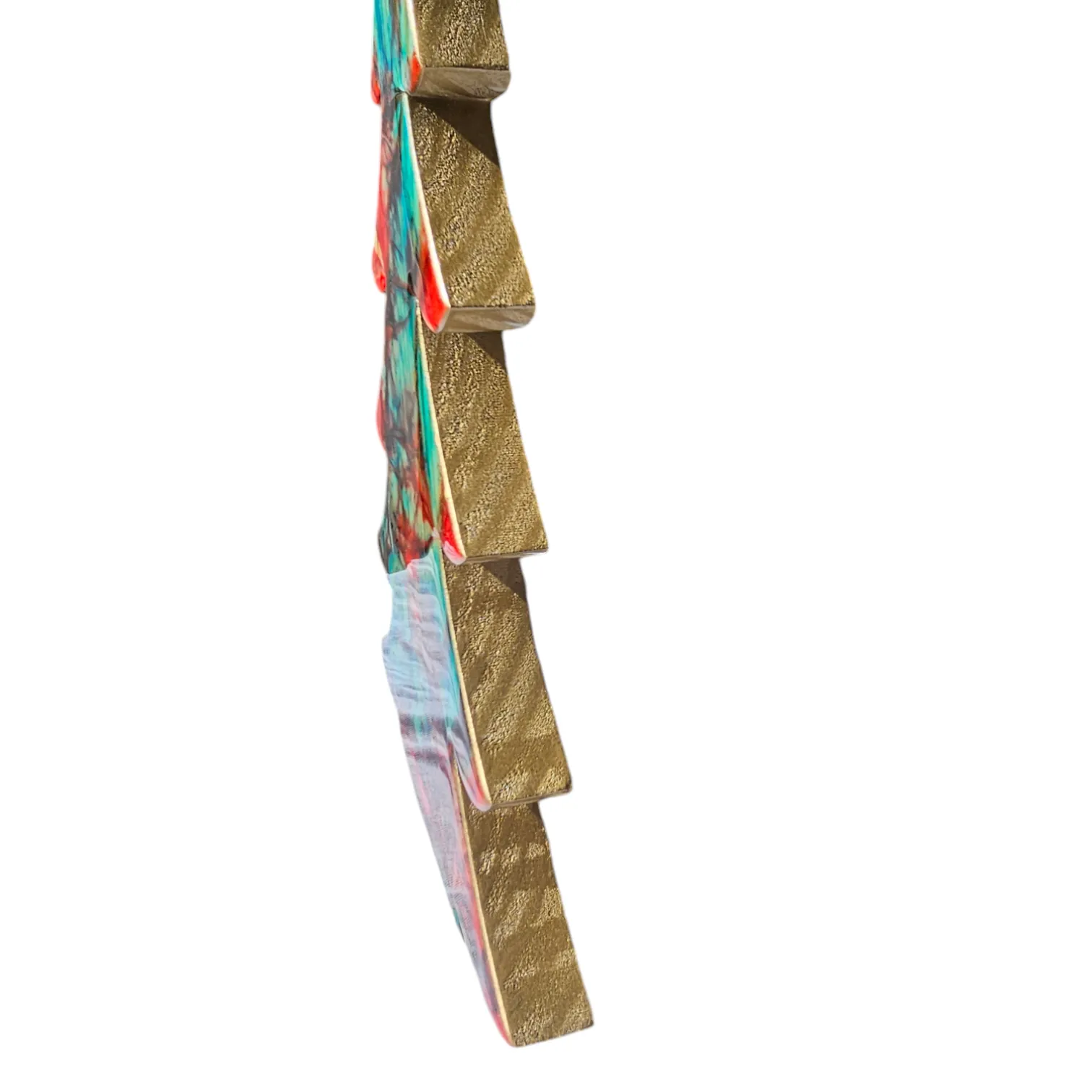 Handcrafted Resin and Chunky Wood Contemporary Tabletop Christmas Trees with Branches Holiday Decoration 3 Sizes