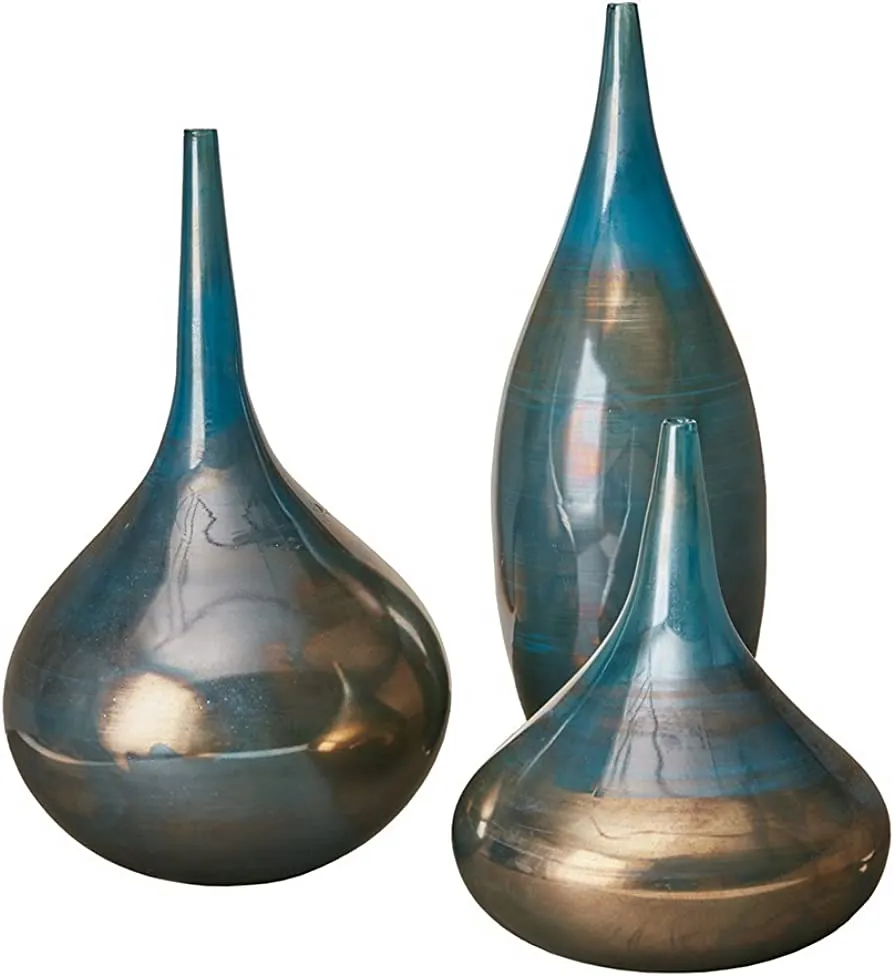 Handmade Blue Metallic Vases (Set of 3)