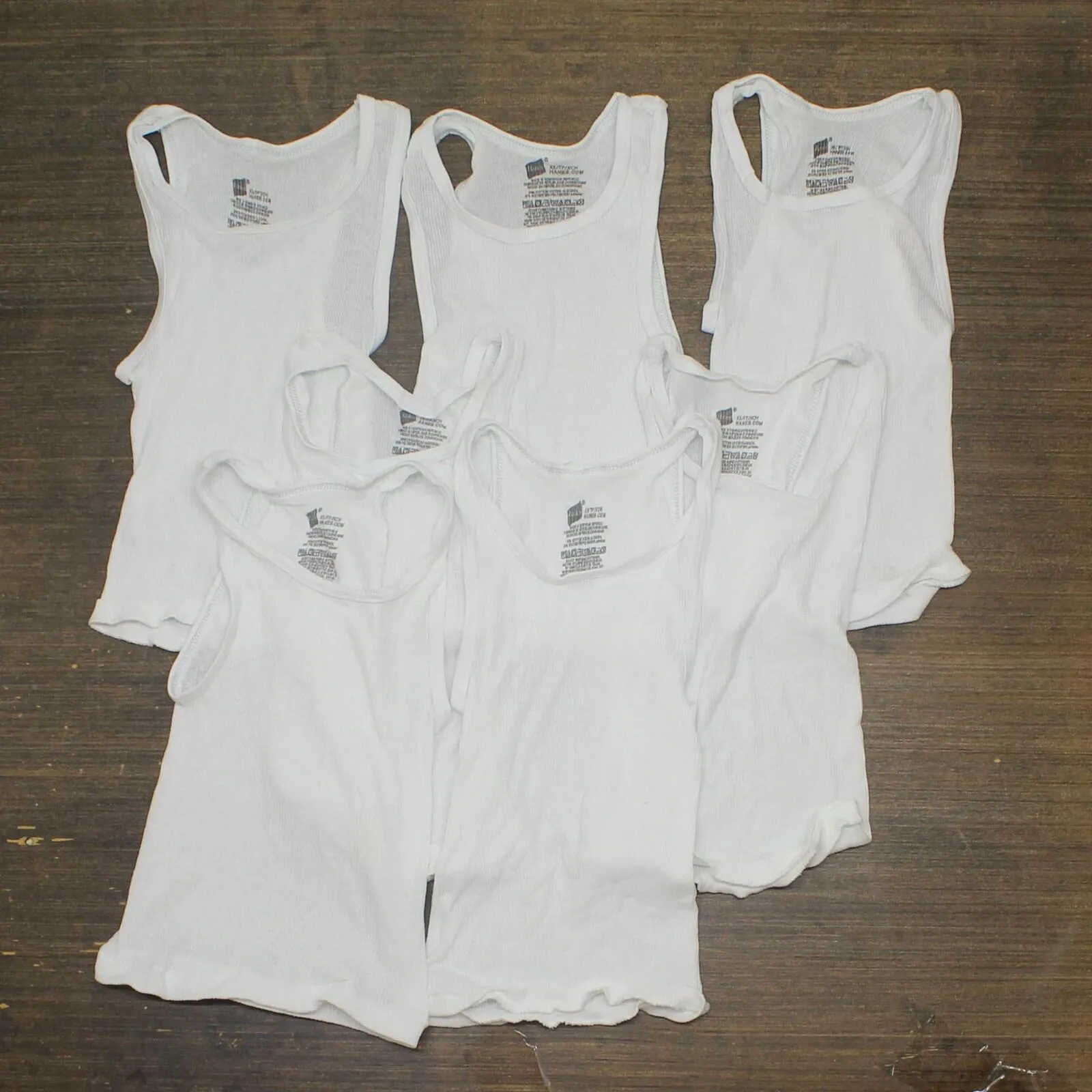 Hanes Boys LOT OF 7 Ribbed Tank Top Undershirt Top 166fbb7c5ccbf9 White XS